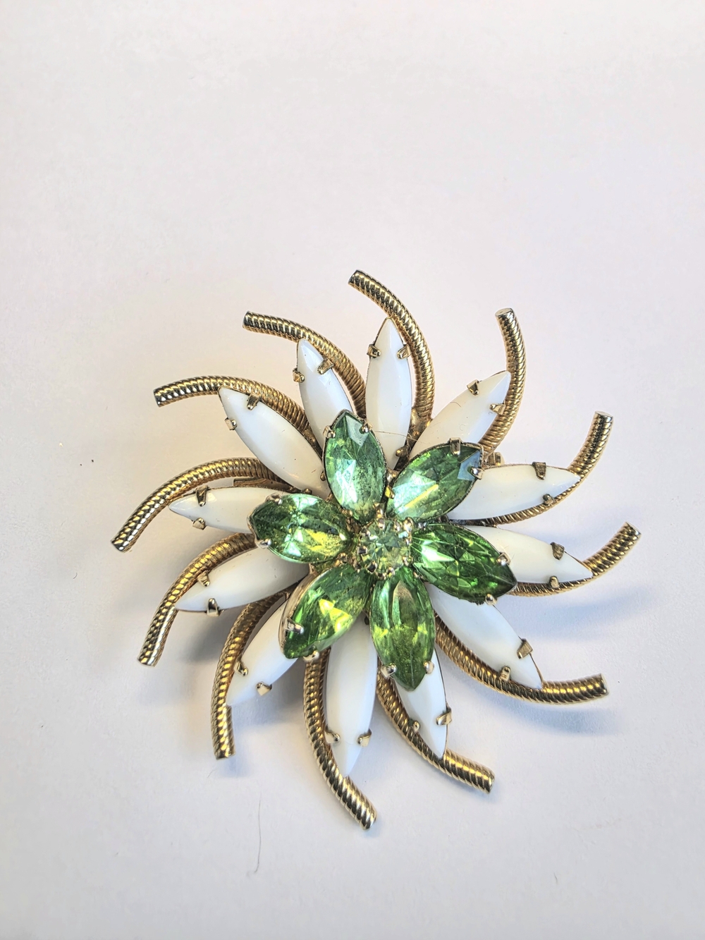Floral Green & Gold Brooch